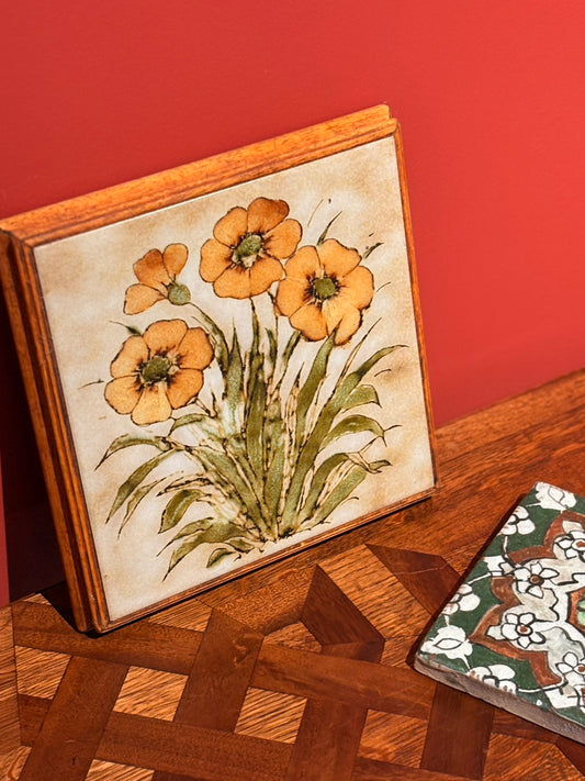 QV26028, 義大利, 花卉陶磚木框畫