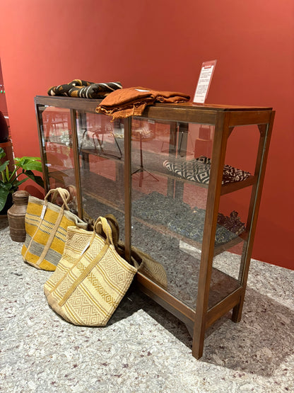 QV25019, 印度, 老柚木滑門玻璃展示櫃