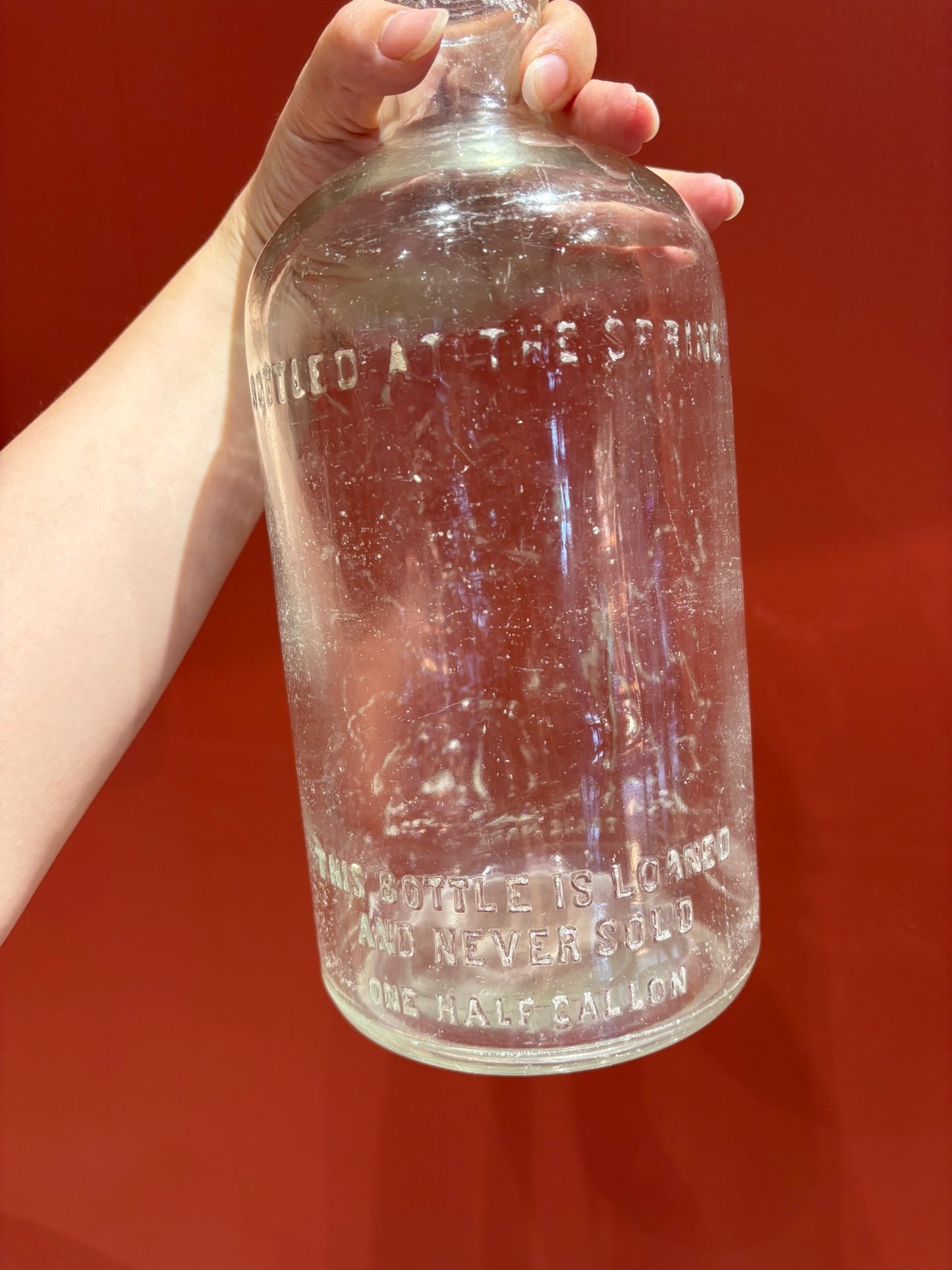 QV25041, 美國,  Chemung Spring Water Co. 壓印厚玻璃瓶（原木箱・10 瓶組）