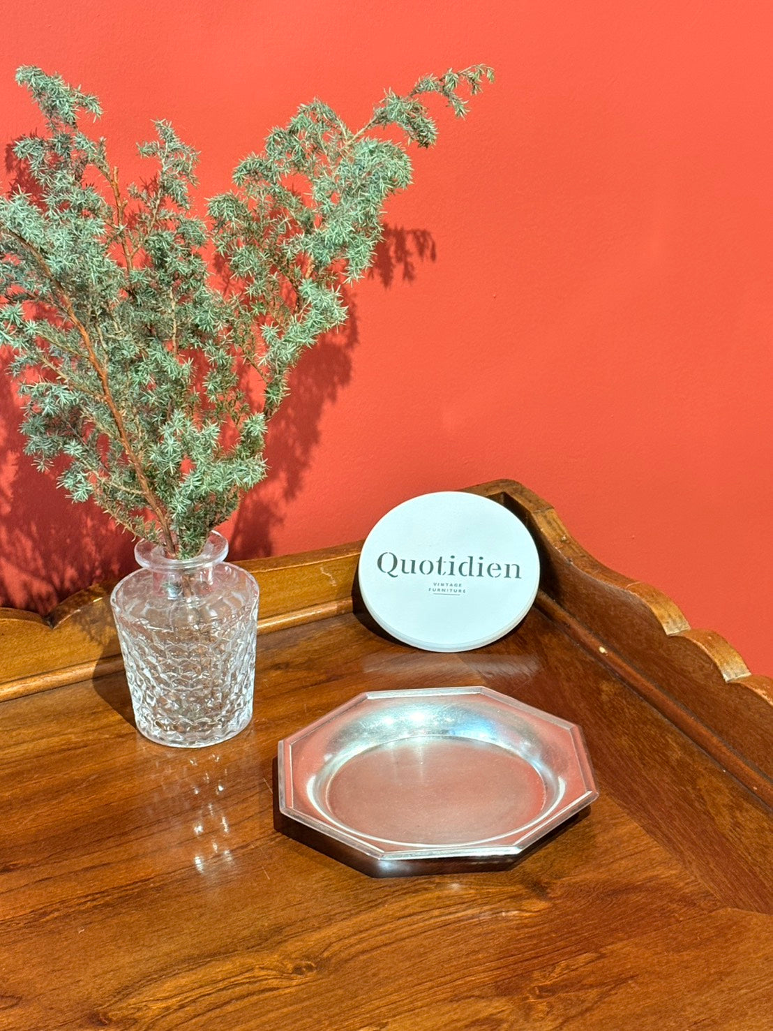 QV26006, 法國, Christofle GALLIA  鍍銀 八角小盤 / 酒瓶盤