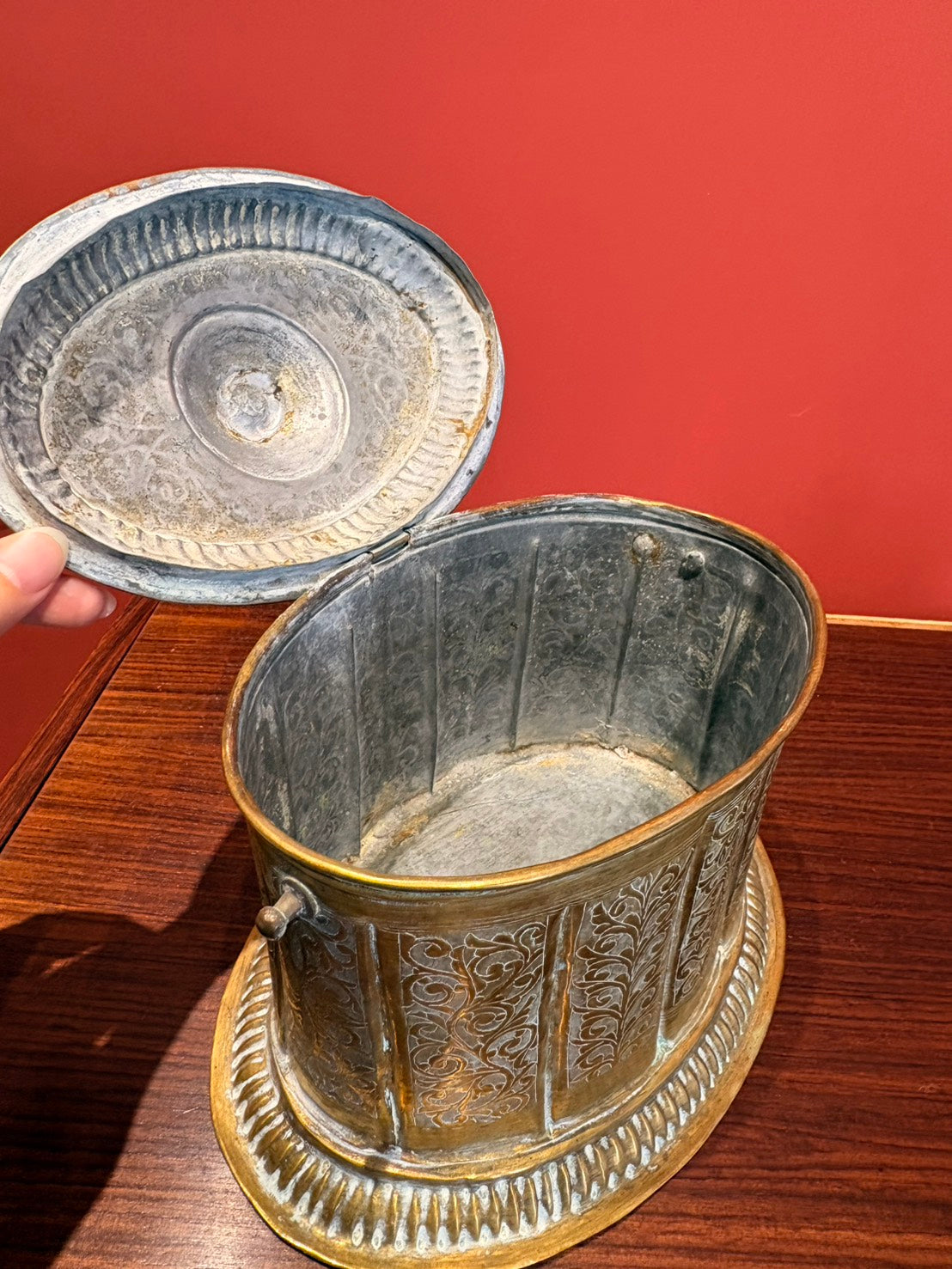 QV26014, 老黃銅茶葉罐 大  (單件販售)