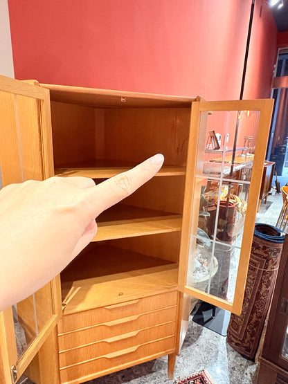 QV26062, 丹麥 橡木 四抽中小型轉角櫃