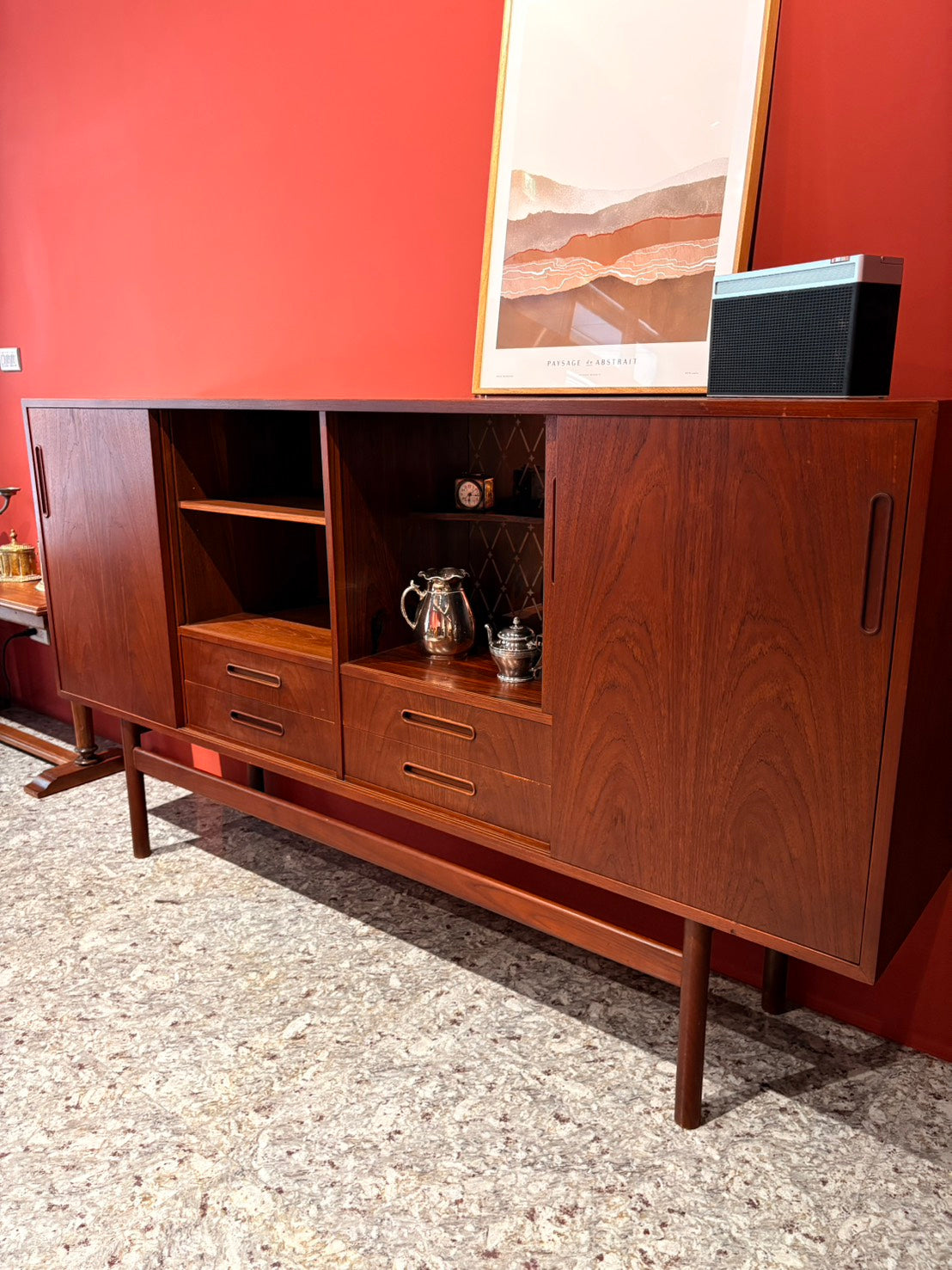 QV26066, 丹麥, Vintage Teak Display Sideboard 柚木展示邊櫃