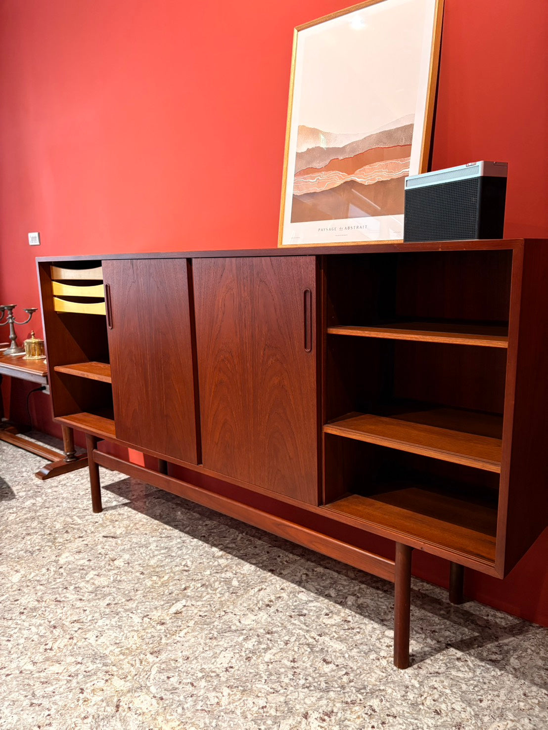 QV26066, 丹麥, Vintage Teak Display Sideboard 柚木展示邊櫃